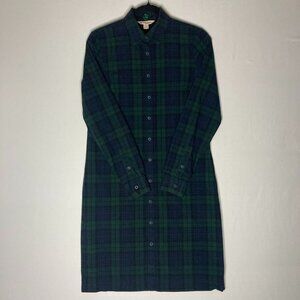 Brooks Brothers Red Fleece Shirt Dress Womens Sz 4 Green Navy Plaid Blackwatch